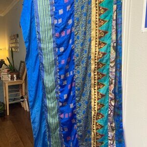 Vibrant Sari boho silk Multicolor Patterned Curtains